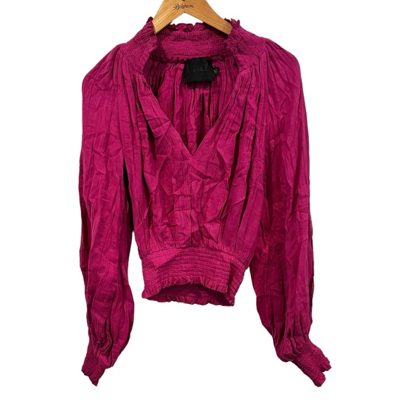Vacate The Label Blouse Top Hot Pink Puff Sleeves Long Sleeves Crop Size X Small - Picture 1 of 7